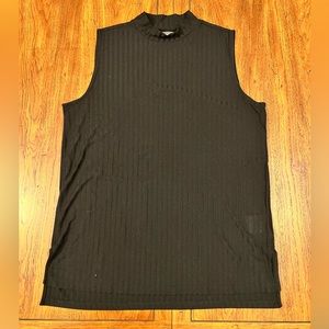 Yessica Women’s Ribbed Mock Neck Tunic Tank- Black- Size Large